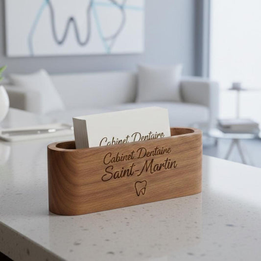 Porte-cartes de visite personnalisé en bois