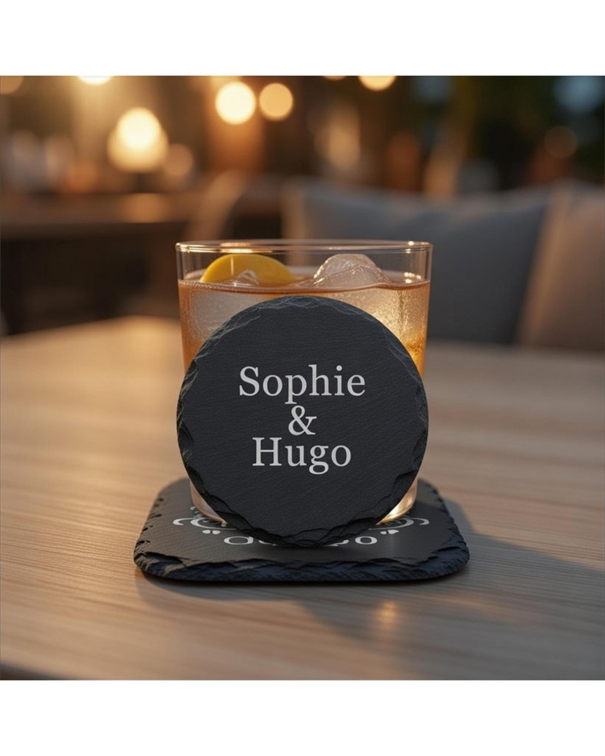Personalized engraved slate coaster