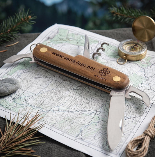 Couteau Suisse Bois Personnalisé Gravure Prénom | Cadeau Homme Fête des Pères Anniversaire