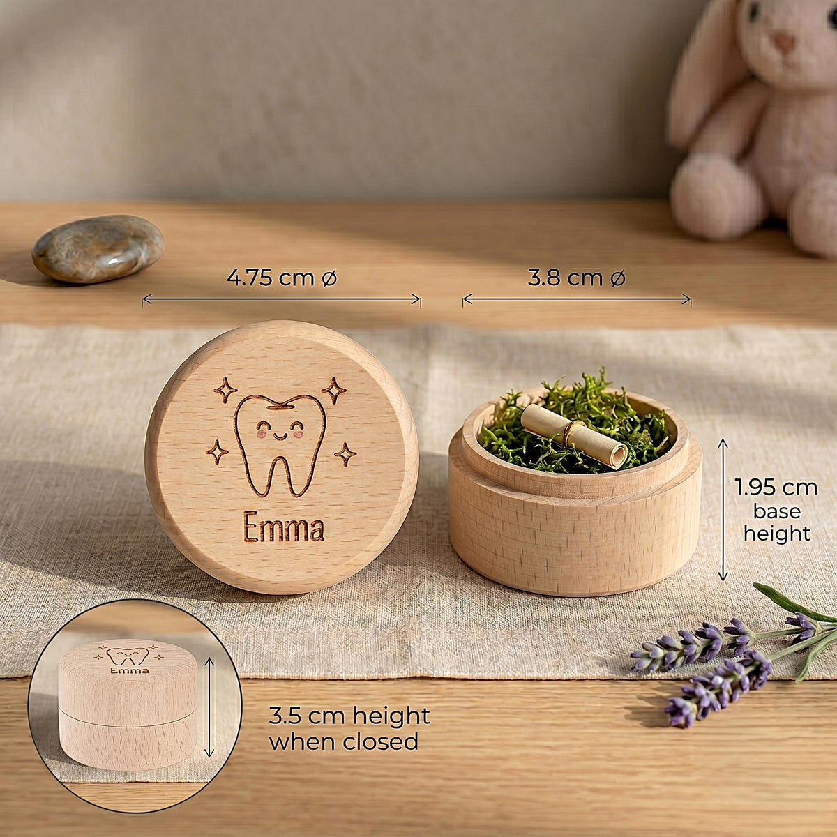 Boîte à Bijoux Personnalisée Bois Gravé Prénom | Écrin Rangement Bijoux Massif Finition Huile-Cire | Idée Cadeau Femme Maman
