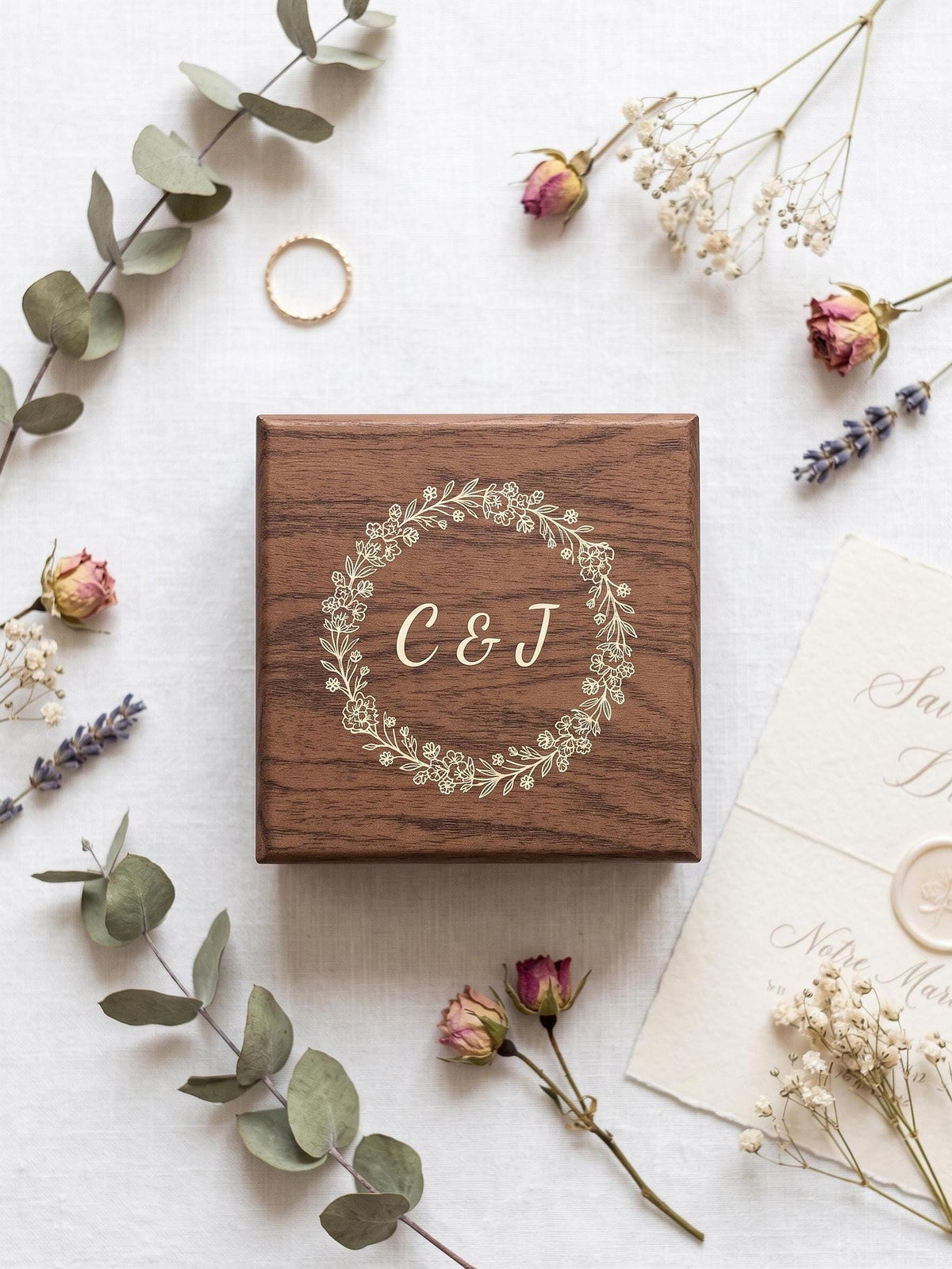 Boîte à bijoux personnalisée, coffret effet bois