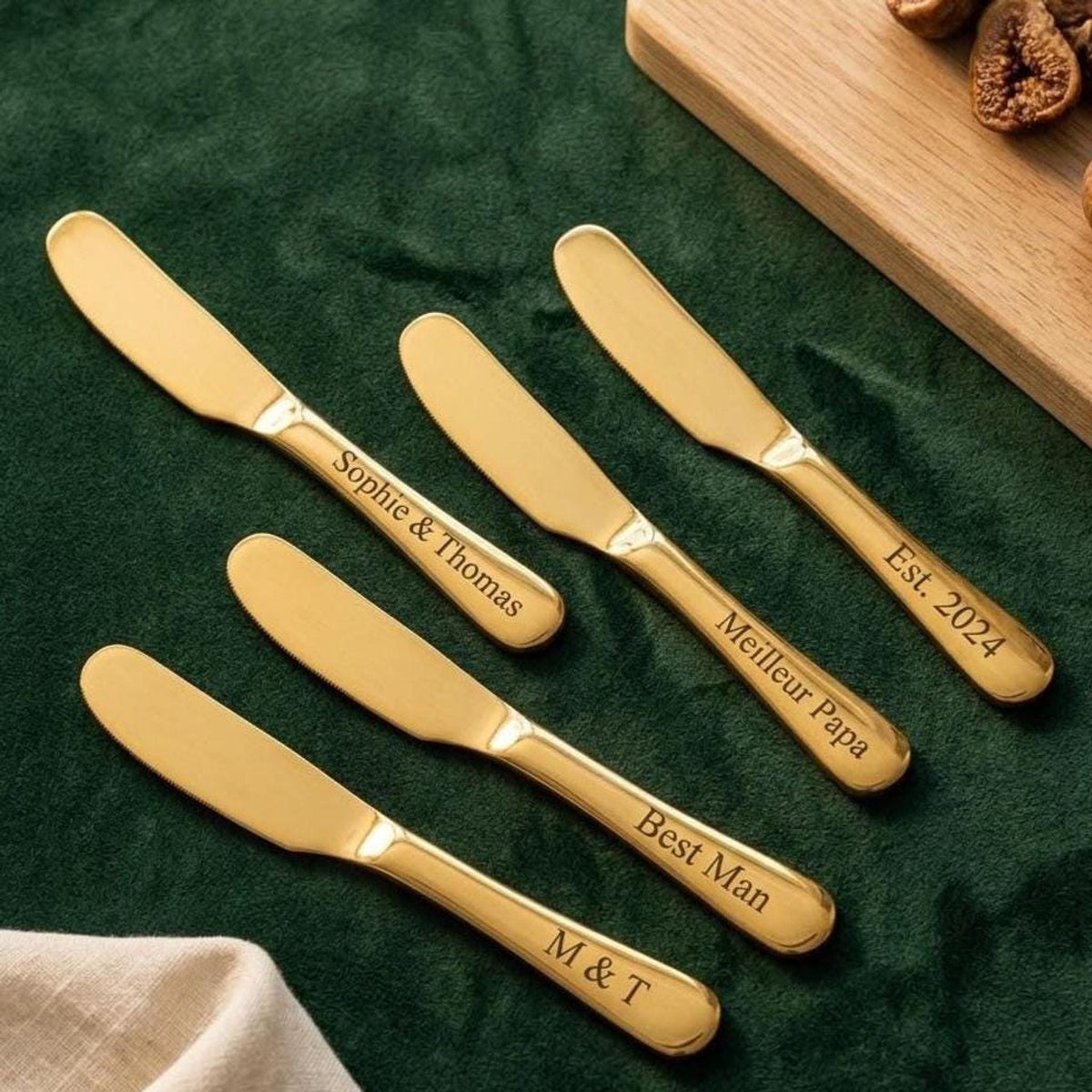 Couteau à Beurre Gravé Laser Personnalisé | Cadeau Fête Mères | Ustensile Cuisine Mariage Invité | Couvert Artisanal Premium