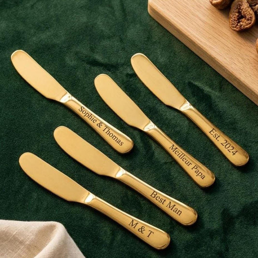 Couteau à Beurre Gravé Laser Personnalisé | Cadeau Fête Mères | Ustensile Cuisine Mariage Invité | Couvert Artisanal Premium