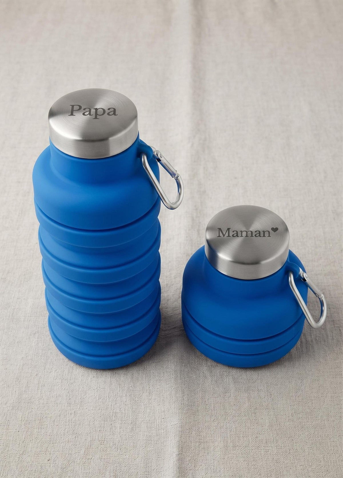 Gourde Personnalisée Pliable 500 ml Silicone, Prénom Gravé |  Personnalisable Adulte Enfant | Cadeau Sportif Randonnée Voyage