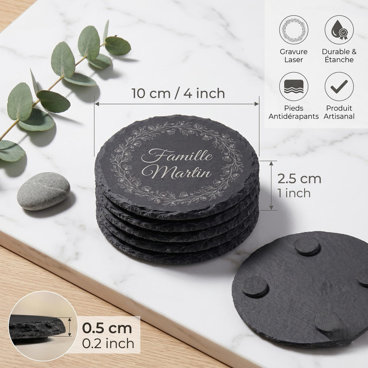 Personalized engraved slate coaster
