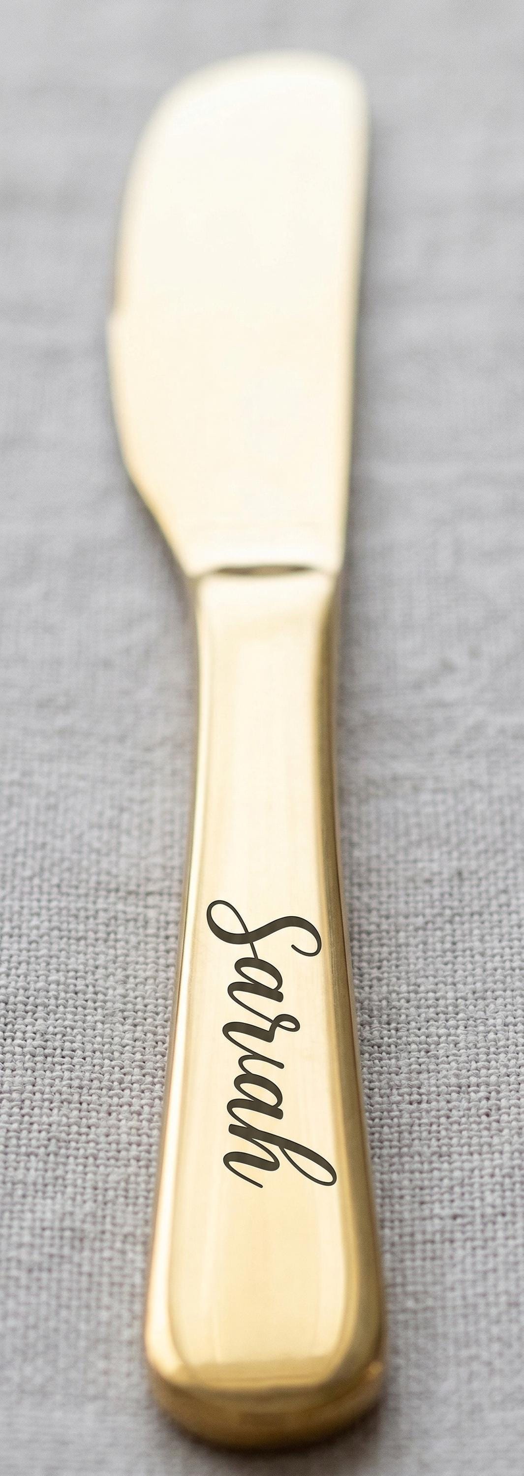Couteau à Beurre Gravé Laser Personnalisé | Cadeau Fête Mères | Ustensile Cuisine Mariage Invité | Couvert Artisanal Premium