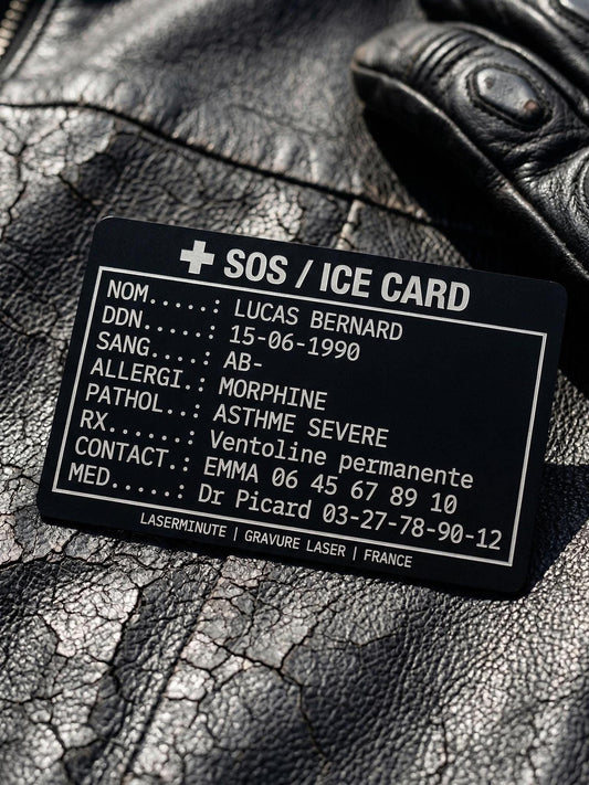 Carte médicale personnalisée en aluminium gravé