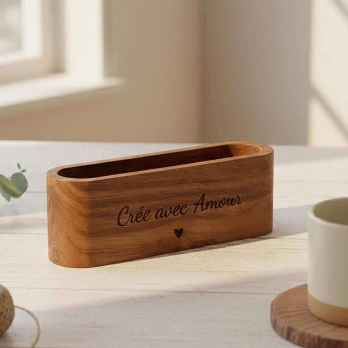 Porte-cartes de visite personnalisé en bois