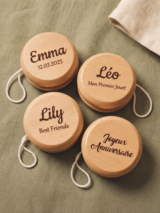 Yo-yo en Bois Personnalisé avec Prénom Gravé | Cadeau Naissance Anniversaire Communion Enfant