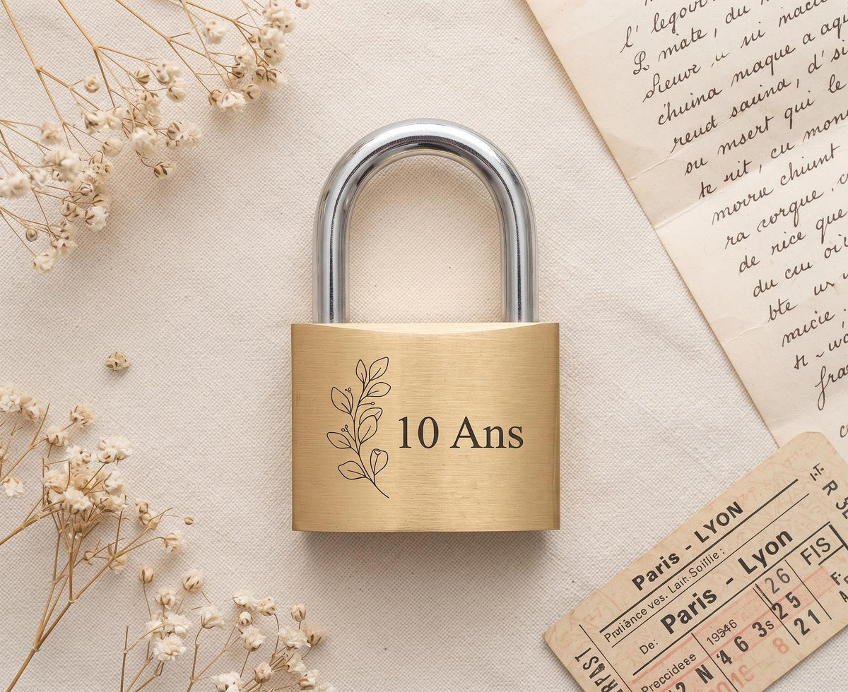 Cadenas Personnalisé Gravé Laiton | Cadeau Saint-Valentin