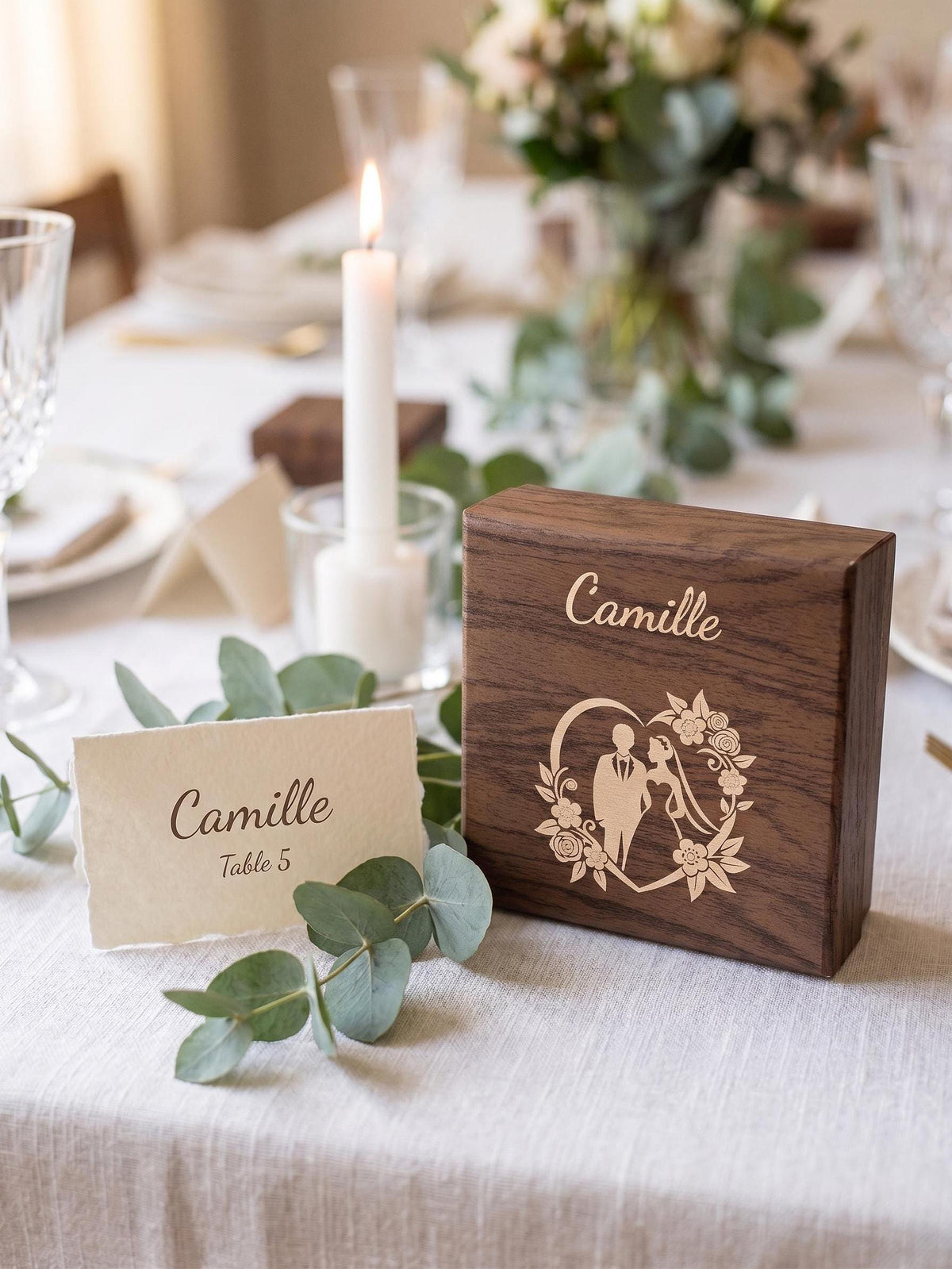 Boîte à bijoux personnalisée, coffret effet bois