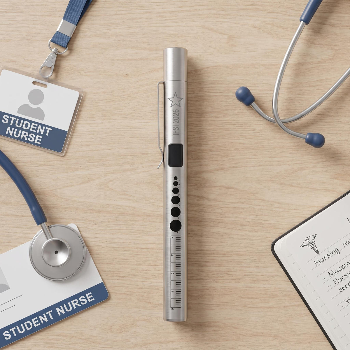 Stylo Lumière Médicale Personnalisé Gravé LED | Cadeau Diplôme Infirmier, Médecin, Ambulancier | Lampe Pupillaire Gravure Laser France