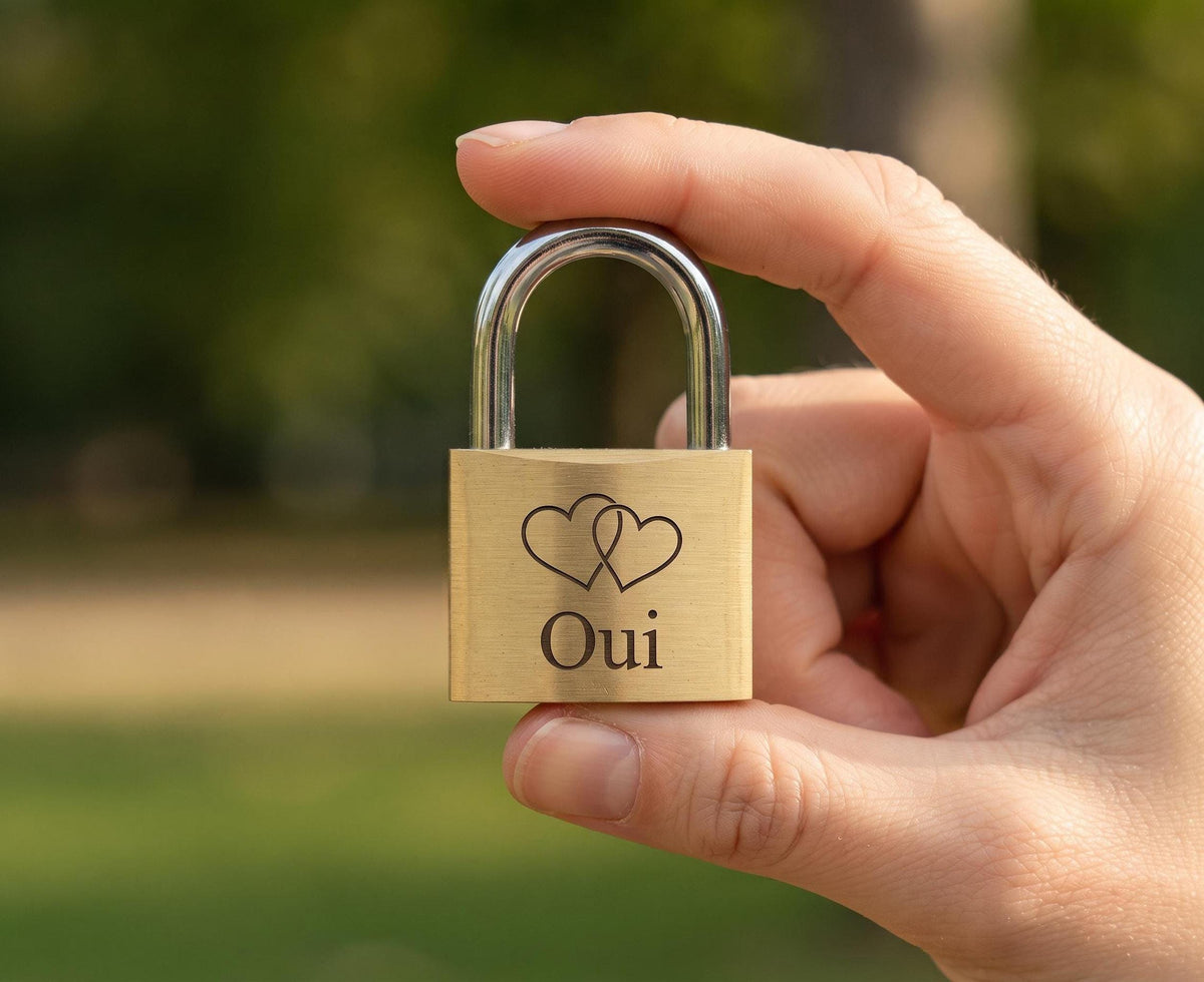 Cadenas Personnalisé Gravé Laiton | Cadeau Saint-Valentin