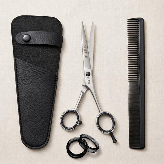 Ciseaux de coiffure personnalisés – Coffret prénom gravé, peigne et étui