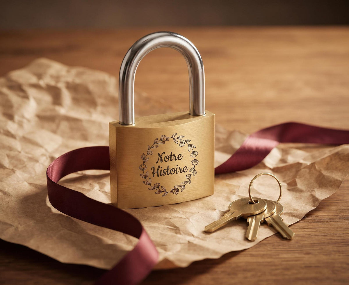Cadenas Personnalisé Gravé Laiton | Cadeau Saint-Valentin