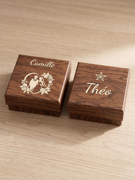 Boîte à bijoux personnalisée, coffret effet bois