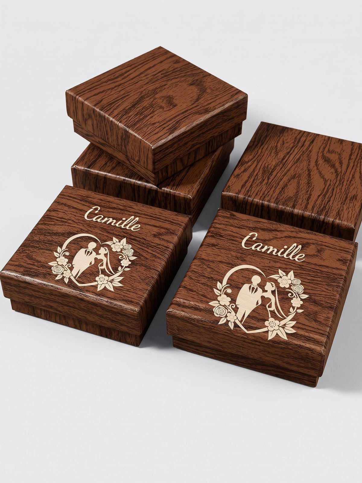 Boîte à bijoux personnalisée, coffret effet bois